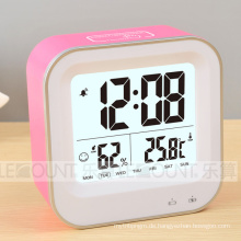 Wiederaufladbare LCD Digitaluhr mit Temperatur und Feuchtigkeit
